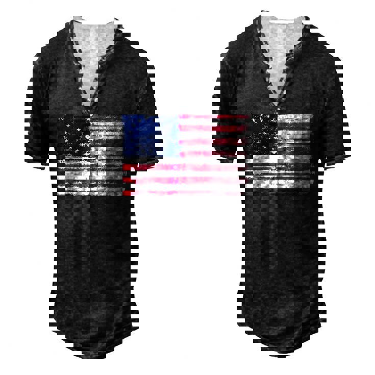 American Flag Betsy Rosswith 13 Stars For Protesters Men's Henley T-Shirt