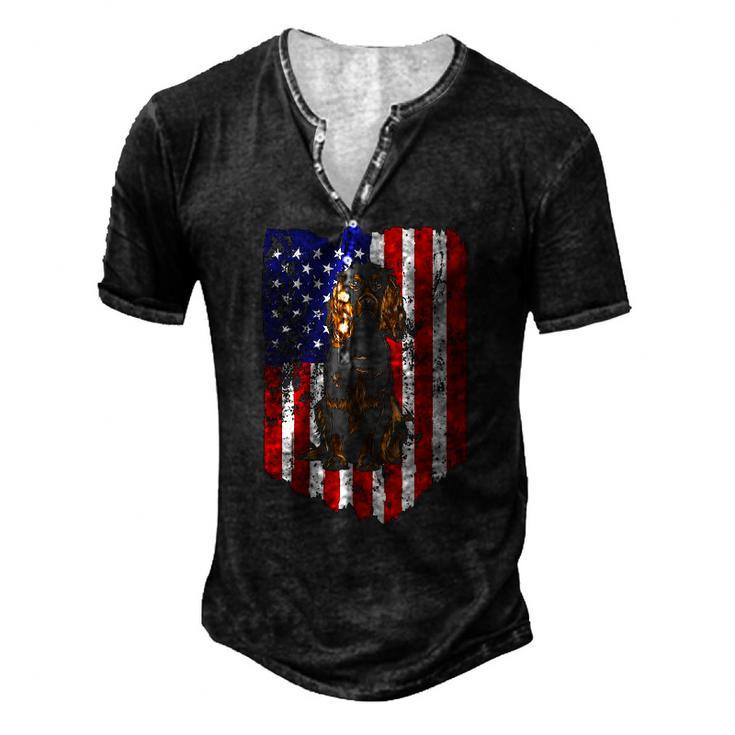 American Flag Boykin Spaniel 4Th Of July Usa Men's Henley T-Shirt