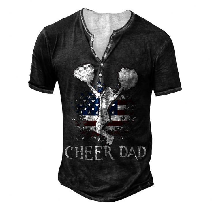 Mens American Flag Cheer Dad 4Th Of July Fathers Day Men's Henley T-Shirt