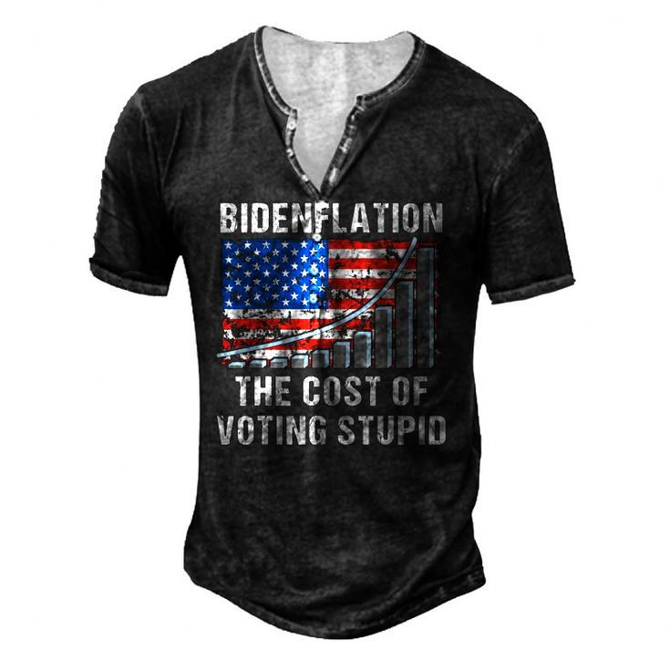 American Flag With Inflation Graph Biden Flation Men's Henley T-Shirt