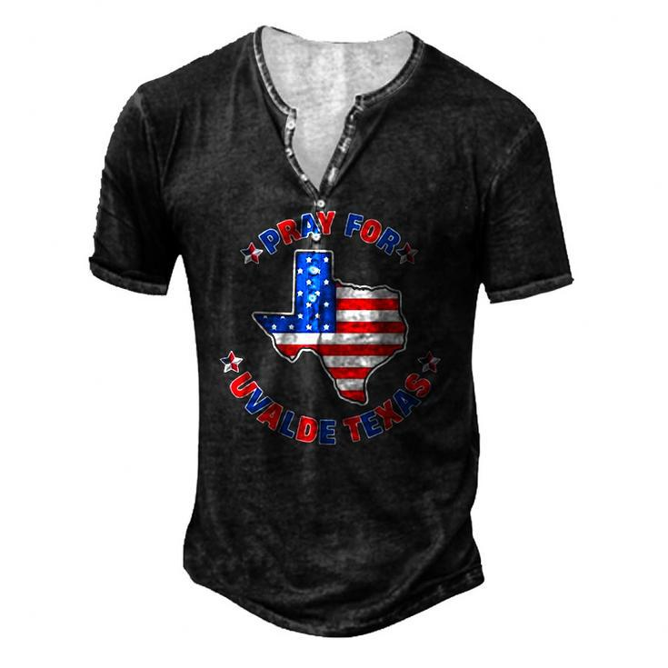 American Flag Pray For Uvalde Texas Men's Henley T-Shirt
