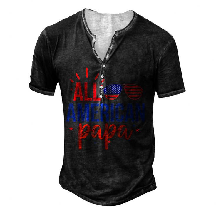 All American Papa 4Th Of July Sunglasses Family Men's Henley T-Shirt