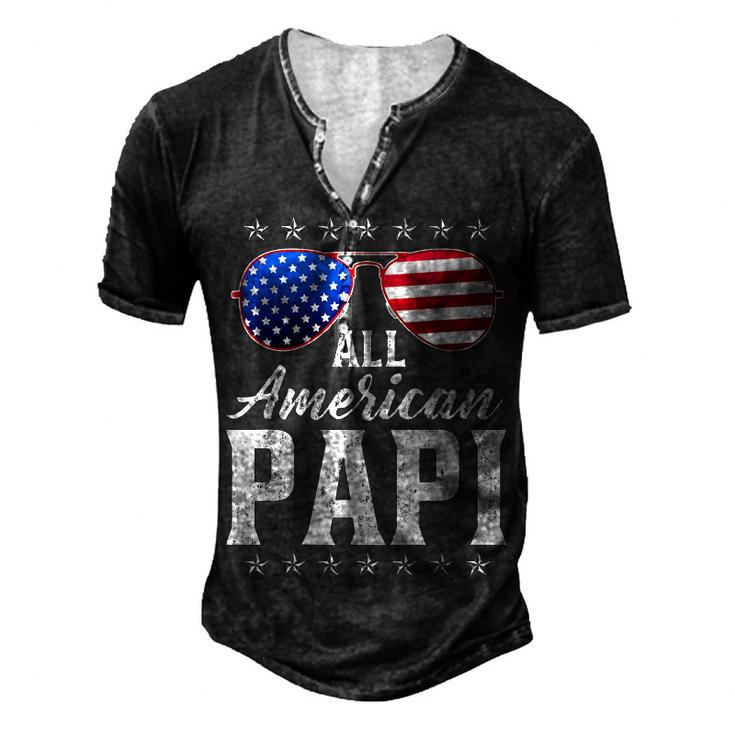 Mens All American Papi 4Th Of July Fathers Day Papi Men's Henley T-Shirt