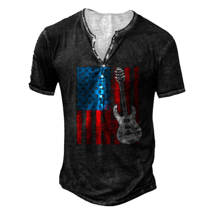 American Pride Guitar Player Guitar Men's Henley T-Shirt