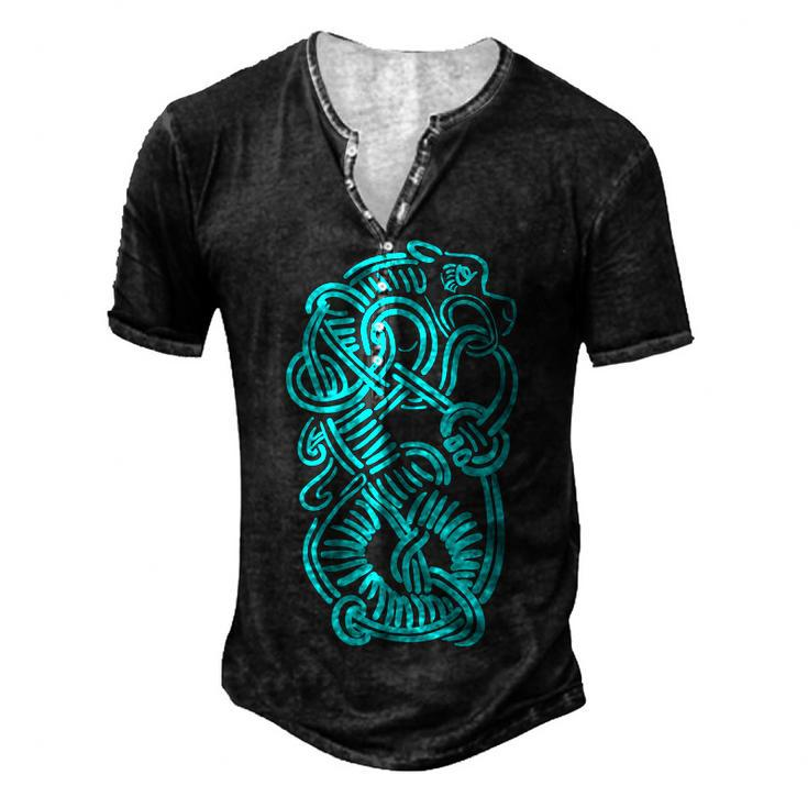Ancient Viking Dragon Amulet For Nordic Lore Lovers V3 Men's Henley T-Shirt
