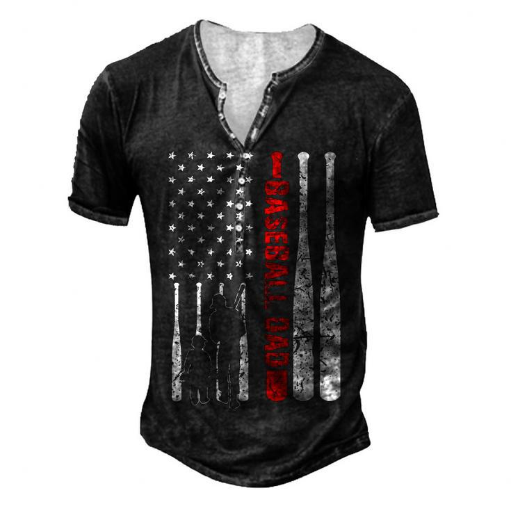 Mens Baseball Dad Dad And Son American Flag 4Th Of July Men's Henley T-Shirt