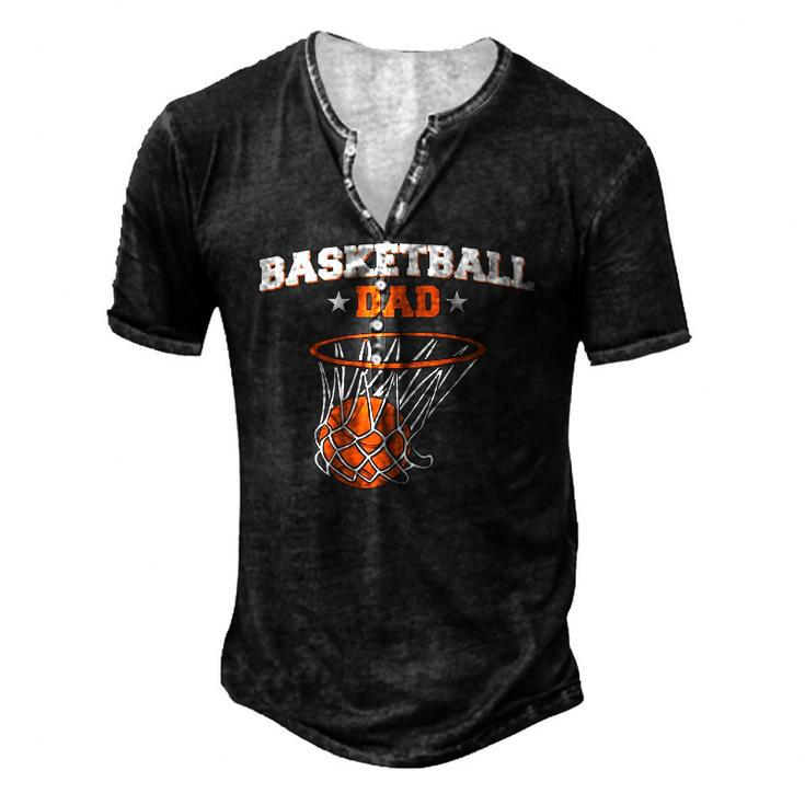 Basketballer Sport Player Fathers Day Basketball Dad Men's Henley T-Shirt