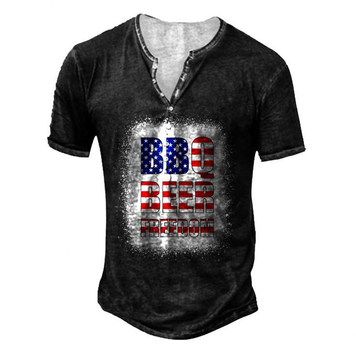 Bbq Beer Freedom America Usa Party 4Th Of July Summer Men's Henley T-Shirt