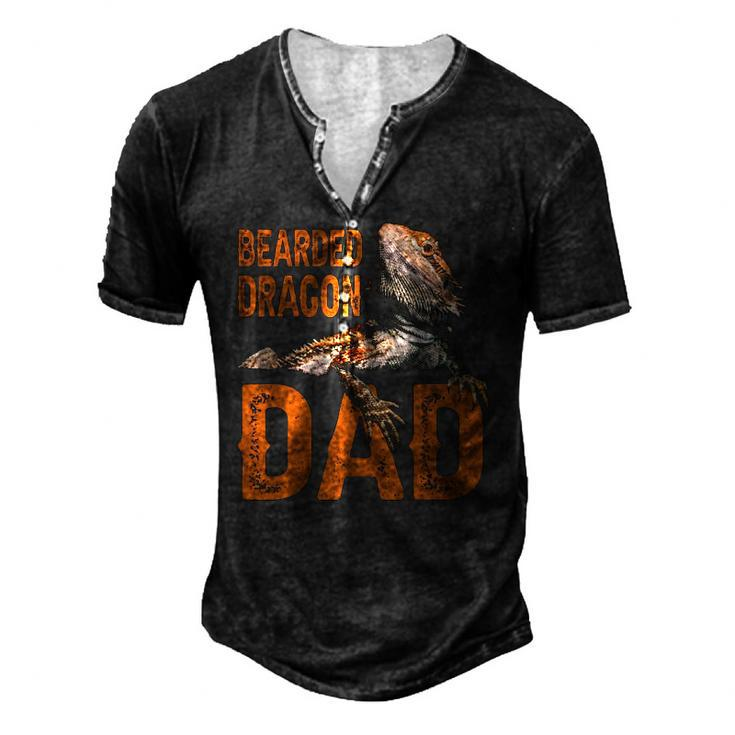Bearded Dragon Dad Bearded Dragon Papa Father Men's Henley T-Shirt