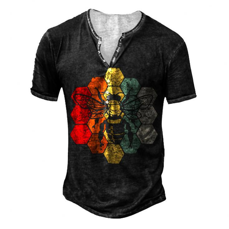 Bee Bee Bee Vintage Bee Gift For Bees Lover Men Women Kids V7 Men's Henley Button-Down 3D Print T-shirt
