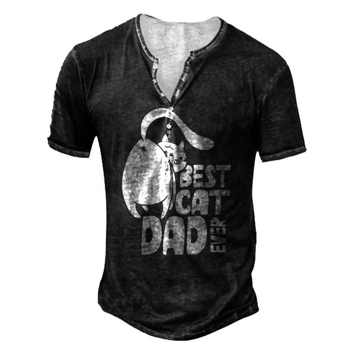 Best Cat Dad Ever Father Papa Sayings Daddy Men's Henley T-Shirt