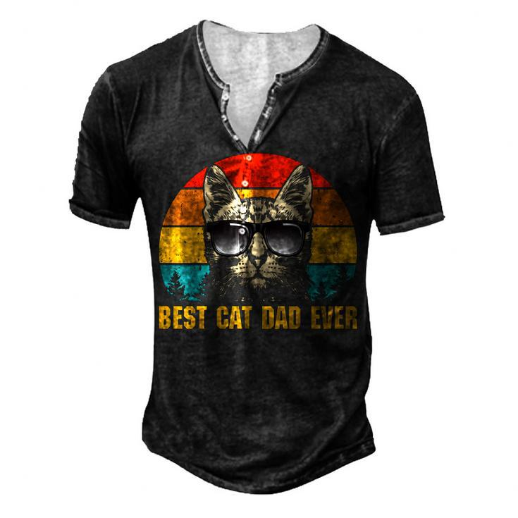 Mens Best Cat Dad Ever For Dad On Fathers Day Cat Daddy Men's Henley T-Shirt