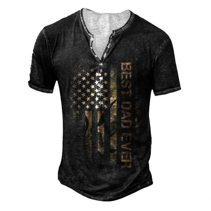 Best Dad Ever Camo American Us Flag Fathers Day 4Th Of July Men's Henley T-Shirt