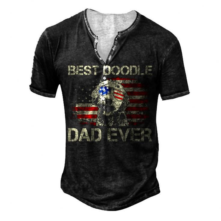Best Doodle Dad Ever Goldendoodle 4Th Of July Men's Henley T-Shirt