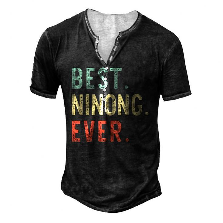 Best Ninong Ever Cool Vintage Fathers Day Men's Henley T-Shirt