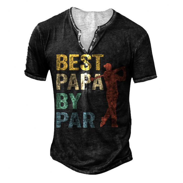 Best Papa By Par Fathers Day Golf Grandpa Men's Henley T-Shirt