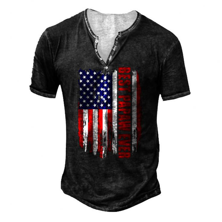 Best Papaw Ever Us Flag Patriotic 4Th Of July American Flag Men's Henley T-Shirt