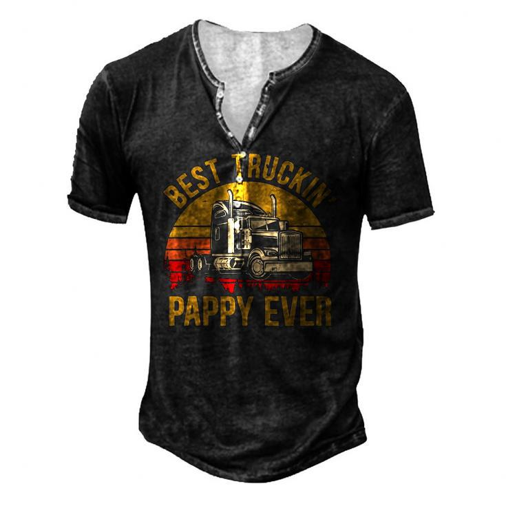 Mens Best Truckin Pappy Ever Big Rig Trucker Fathers Day Men's Henley T-Shirt