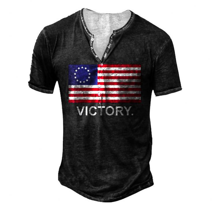 Womens Betsy Ross American Flag Victory Revolutionary War V-Neck Men's Henley T-Shirt