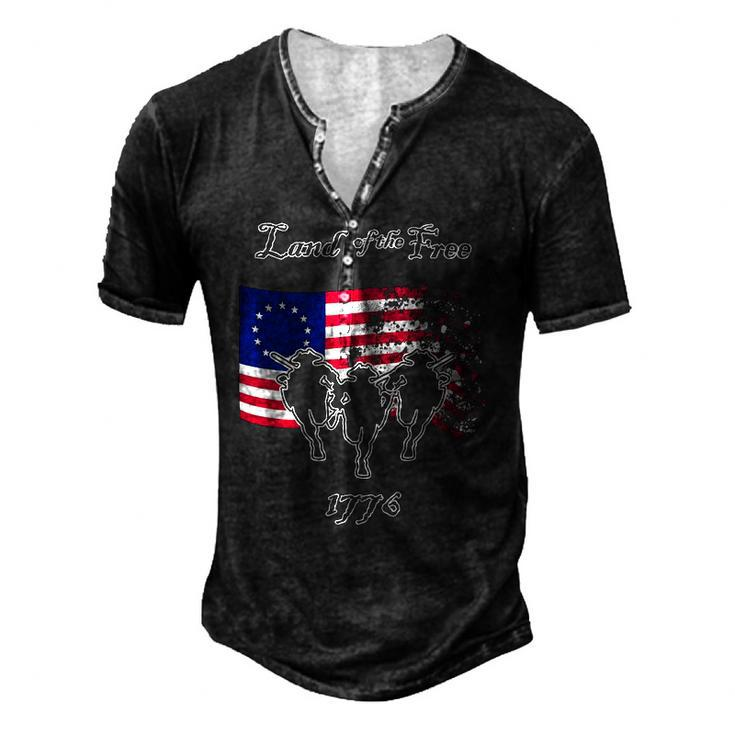 Betsy Ross Flag Land Of The Free Women Men Patriotic Men's Henley T-Shirt