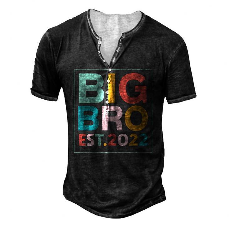 Big Bro Est 2022 Promoted To Brother 2022 Fathers Day Men's Henley T-Shirt