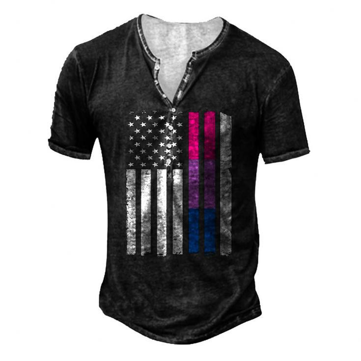 Bisexual Pride Us American Flag Love Wins Lgbt Bi Pride Men's Henley T-Shirt