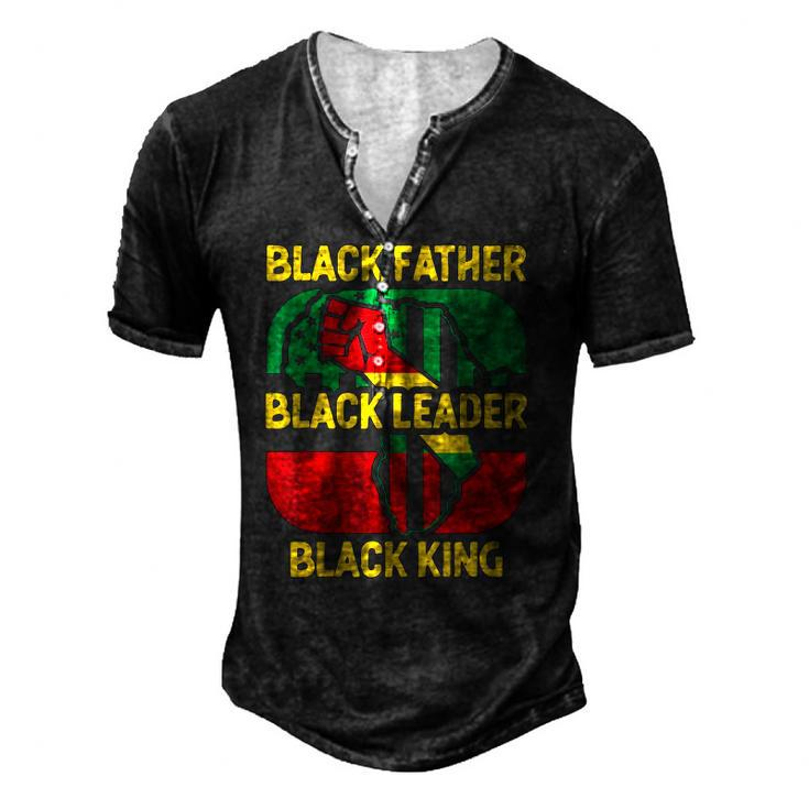 Mens Black Father Black Leader Black King Dad Men's Henley T-Shirt