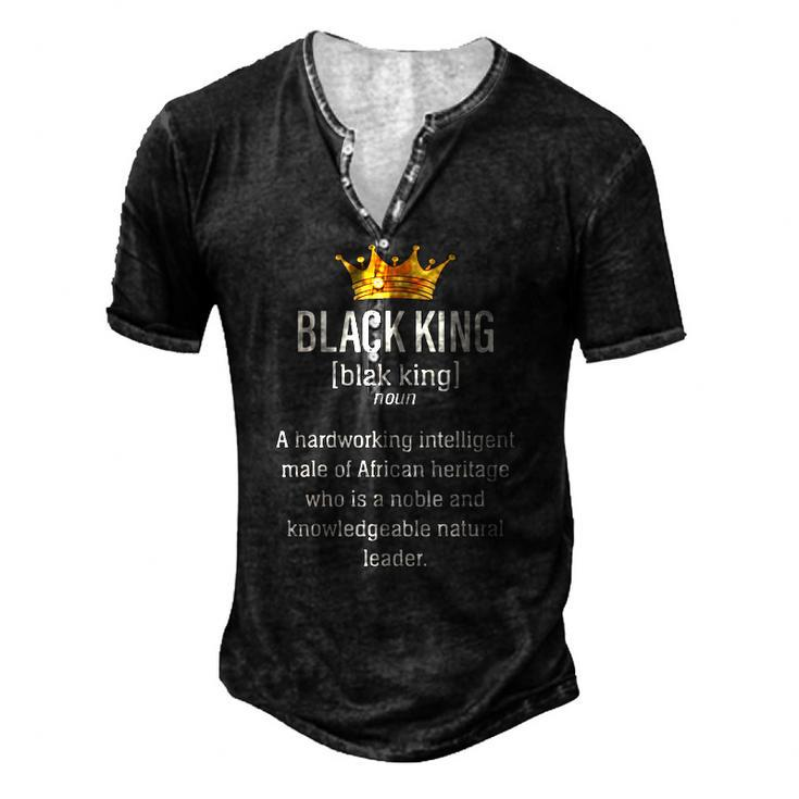 Black Father Noun Black King A Hardworking Intelligent Male Of African Heritage Who Is A Noble Men's Henley T-Shirt