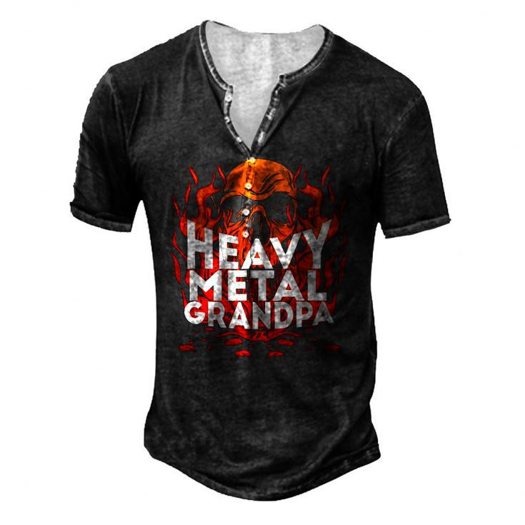 Brutal Heavy Metal Crew Heavy Metal Grandpa Skull On Flames Men's Henley T-Shirt