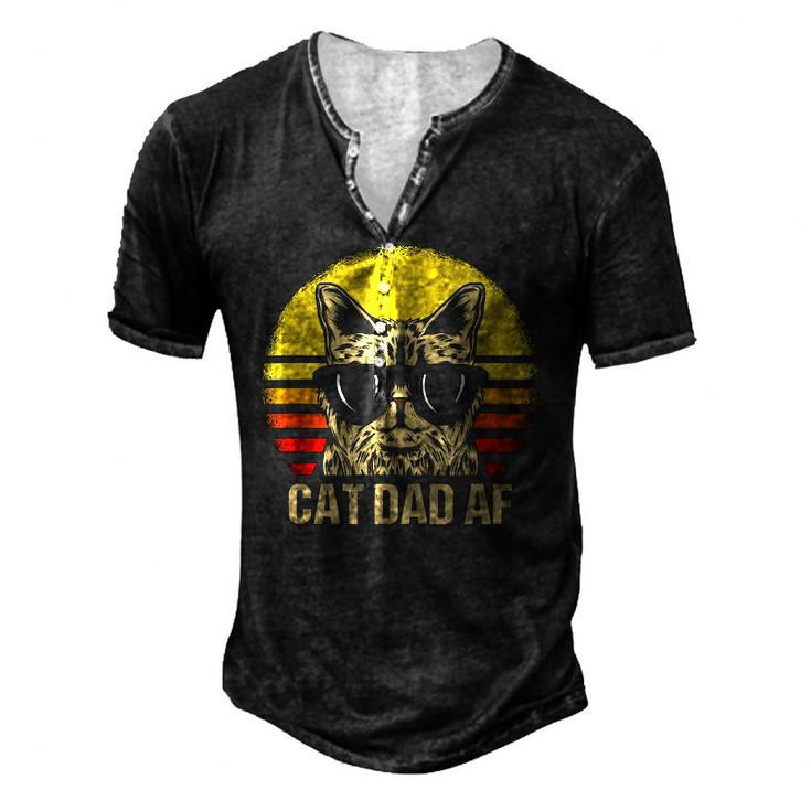 Mens Cat Dad Af Fathers Day Cat Daddy Men's Henley T-Shirt