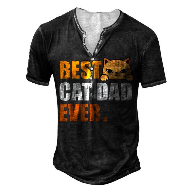 Cat Dad Fathers Day Men Kitty Daddy Papa Christmas V3 Men's Henley T-Shirt