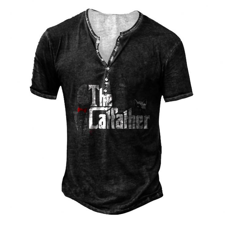 The Catfather Cat Dad Father Of Cats Men's Henley T-Shirt
