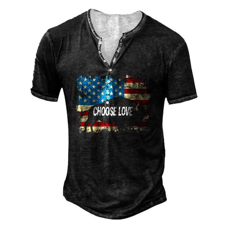 Choose Love Bills Vintage American Flag Men's Henley T-Shirt