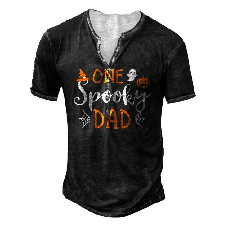 Cute Matching Halloween Family S One Spooky Dad Men's Henley T-Shirt