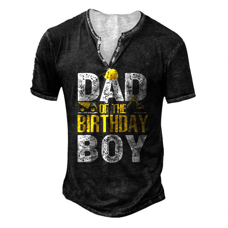 Dad Of The Bday Boy Construction Bday Party Hat Men Men's Henley T-Shirt