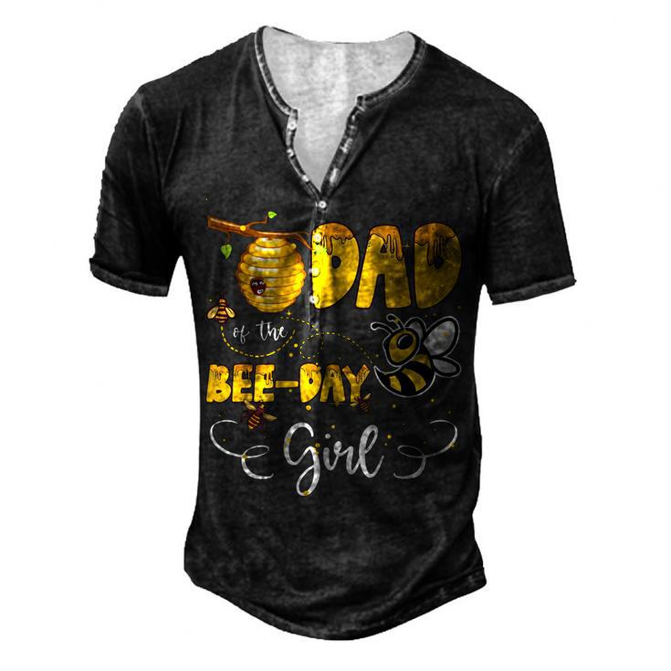 Dad Of The Bee Day Girl Hive Party Birthday Sweet Men's Henley T-Shirt