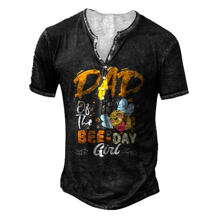 Dad Of The Bee Day Girl Hive Party Matching Birthday Men's Henley T-Shirt