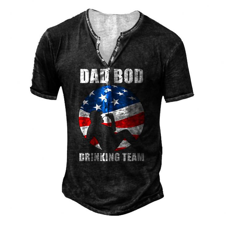 Mens Dad Bod Drinking Team American Us Flag Vintage Fathers Day Men's Henley T-Shirt