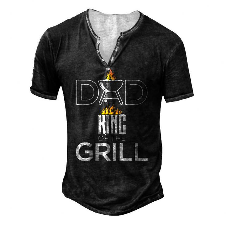Dad King Of The Grill Bbq Fathers Day Barbecue Men's Henley T-Shirt