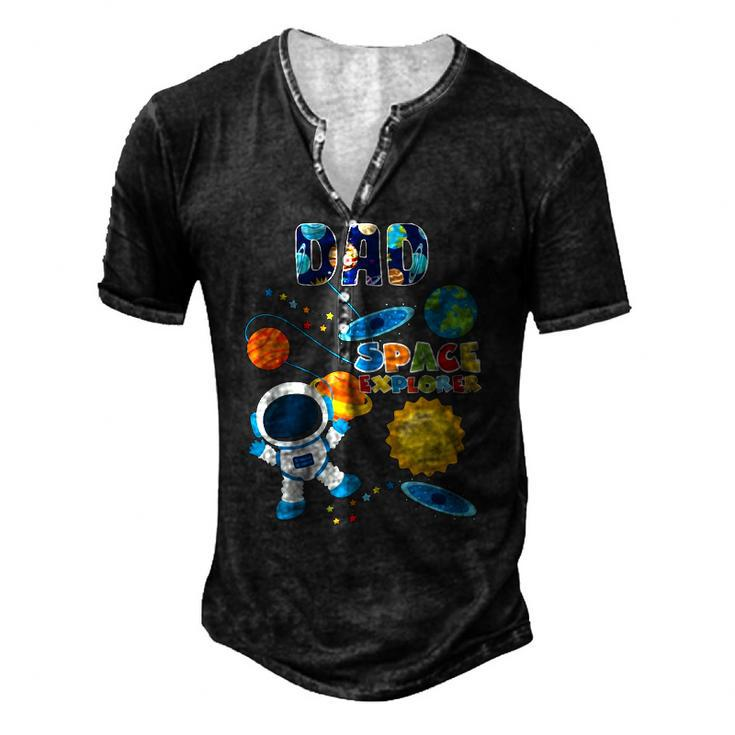 Dad Outer Space Astronaut For Fathers Day Men's Henley T-Shirt