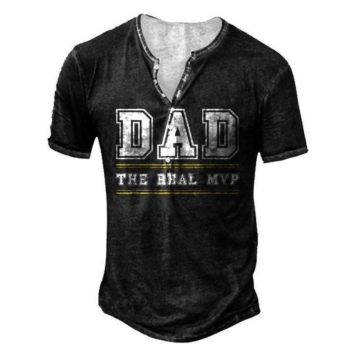Mens Dad The Real Mvp Fathers Day Men's Henley T-Shirt