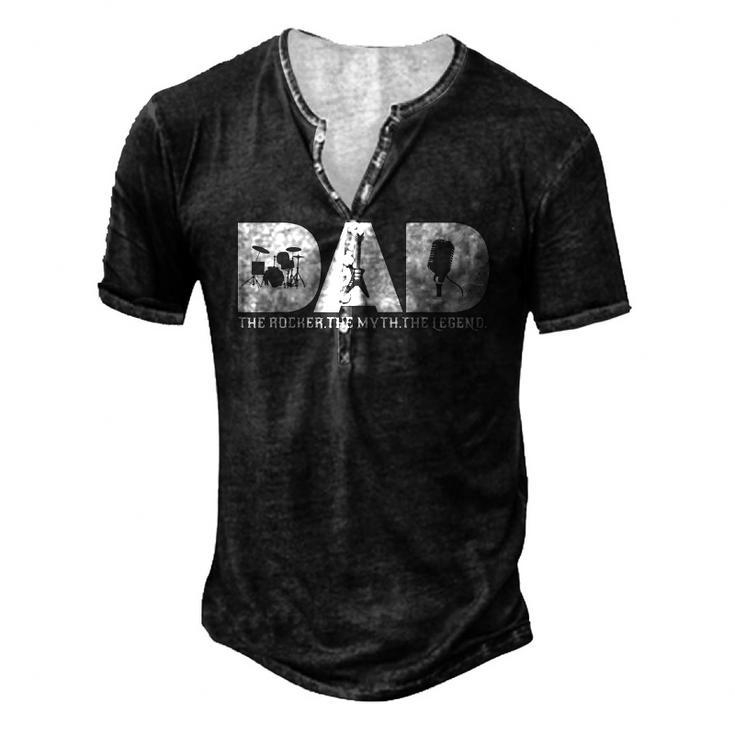 Dad The Rocker The Myth The Legend Rock Music Band Mens Men's Henley T-Shirt