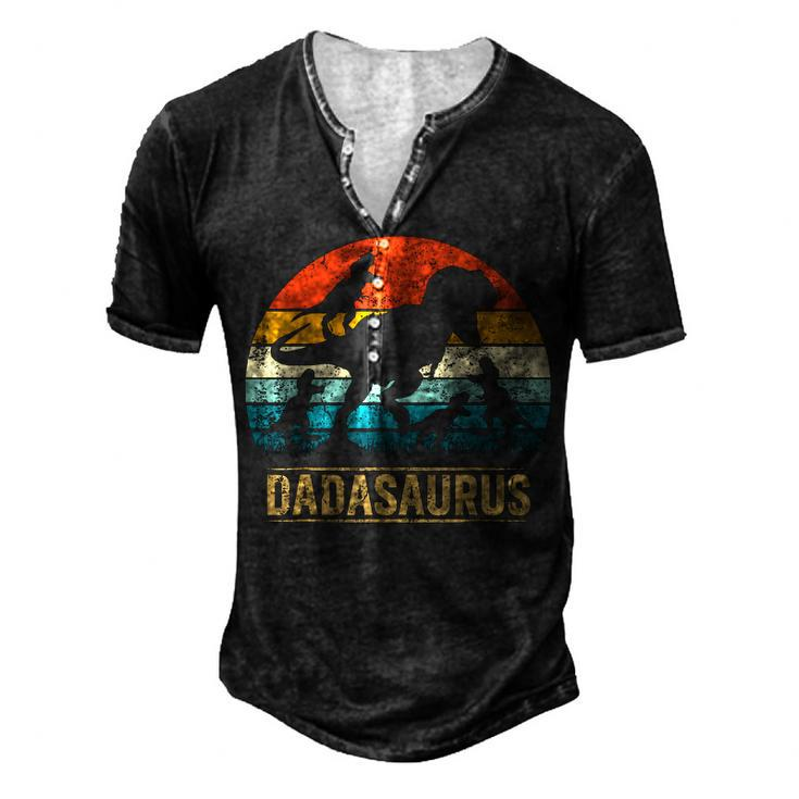 Dada Dinosaur T Rex Dadasaurus 4 Kids Fathers Day Men's Henley T-Shirt
