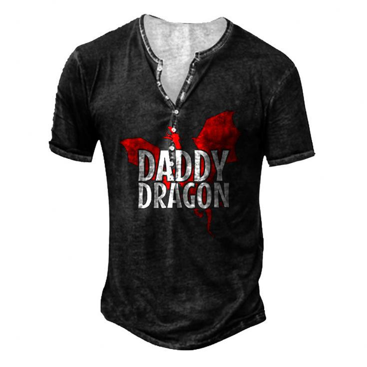 Daddy Dragon Mythical Legendary Creature Fathers Day Dad Men's Henley T-Shirt
