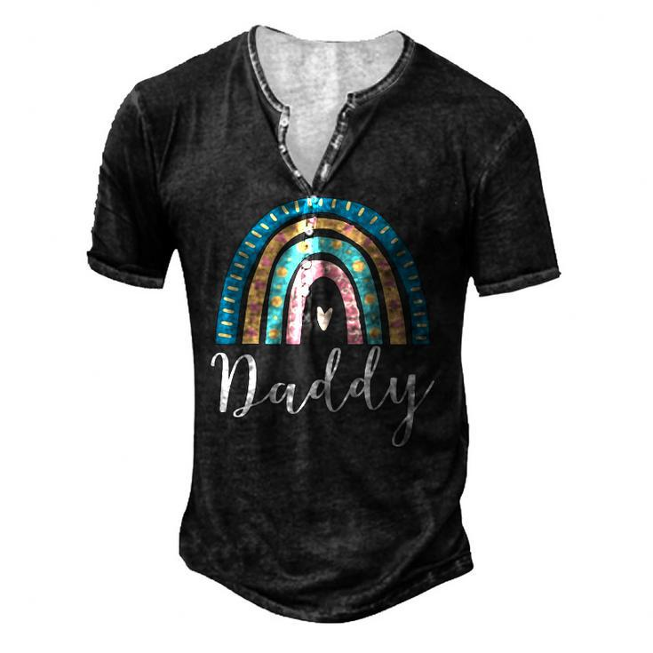 Mens Daddy Rainbow For Men Dad Family Matching Birthday Men's Henley T-Shirt