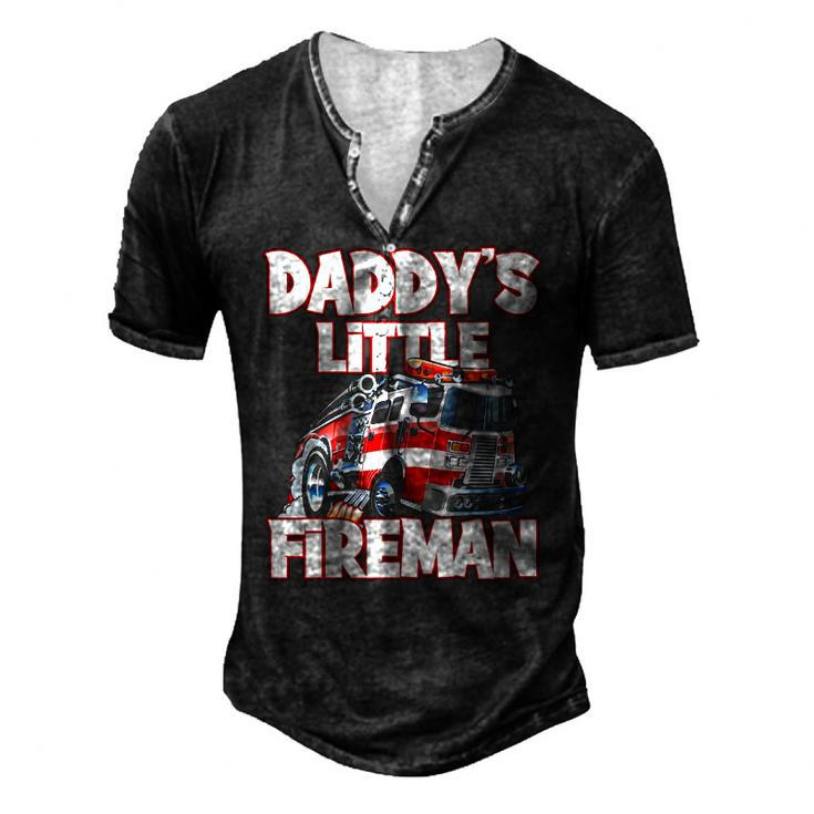 Daddys Little Fireman Kids Firefighter Firemans Men's Henley T-Shirt