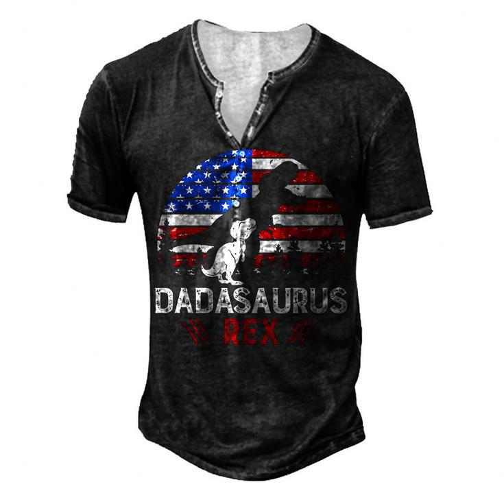 Daddysaurus Rex 4Th Of July Dinosaur Dad Us Flag T-Shi Men's Henley T-Shirt