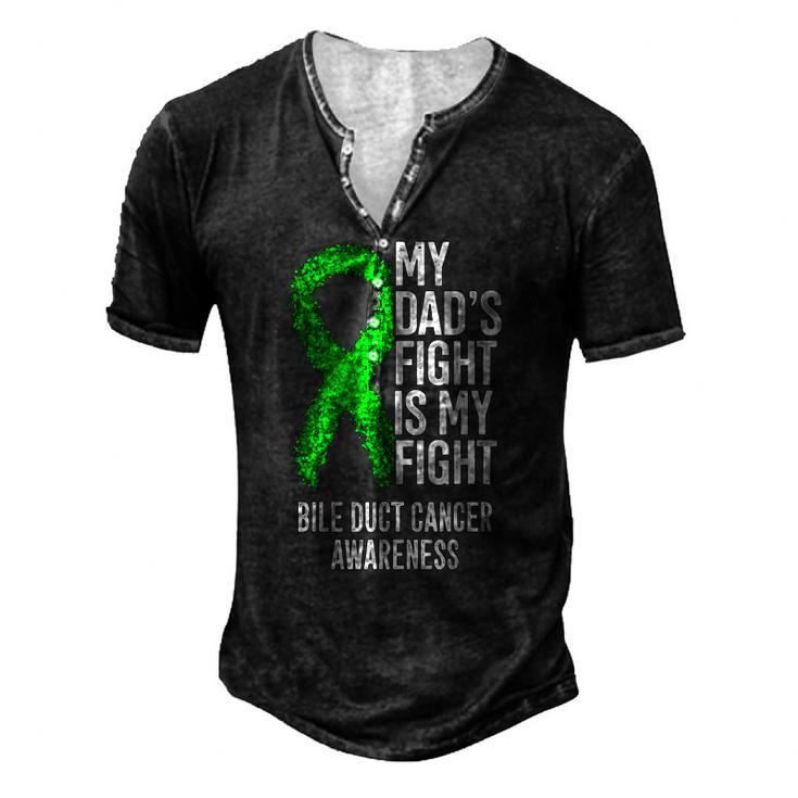 My Dads Fight Is My Fight Bile Duct Cancer Awareness Men's Henley T-Shirt