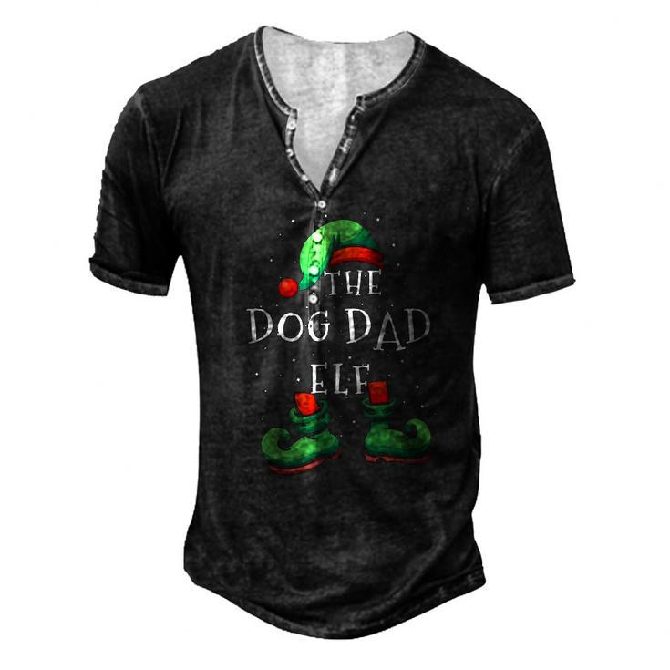 Dog Dad Elf Matching Family Christmas Pajamas Men's Henley T-Shirt