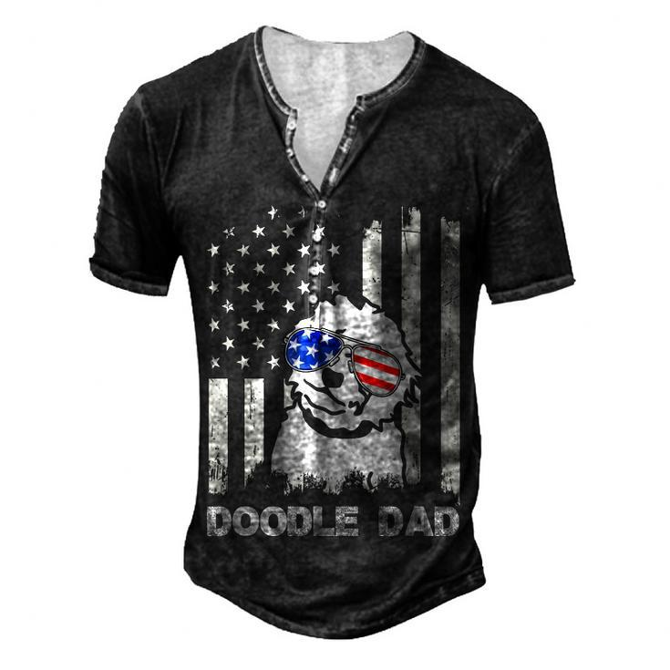 Doodle Dad 4Th Of July Us Flag Dog Dad Patriotic Men's Henley T-Shirt